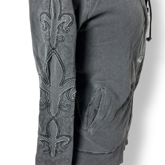 Vertigo Weathered Gray Embroidered Applique Hoody Sweatshirt Phoenix Sz M - Picture 8 of 11